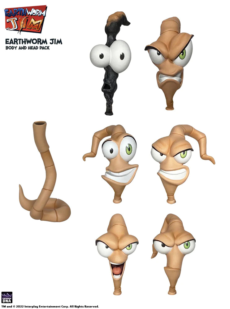 Premium DNA - Earthworm Jim - Wave 1 - Worm Body and Jim Heads Pack - Marvelous Toys