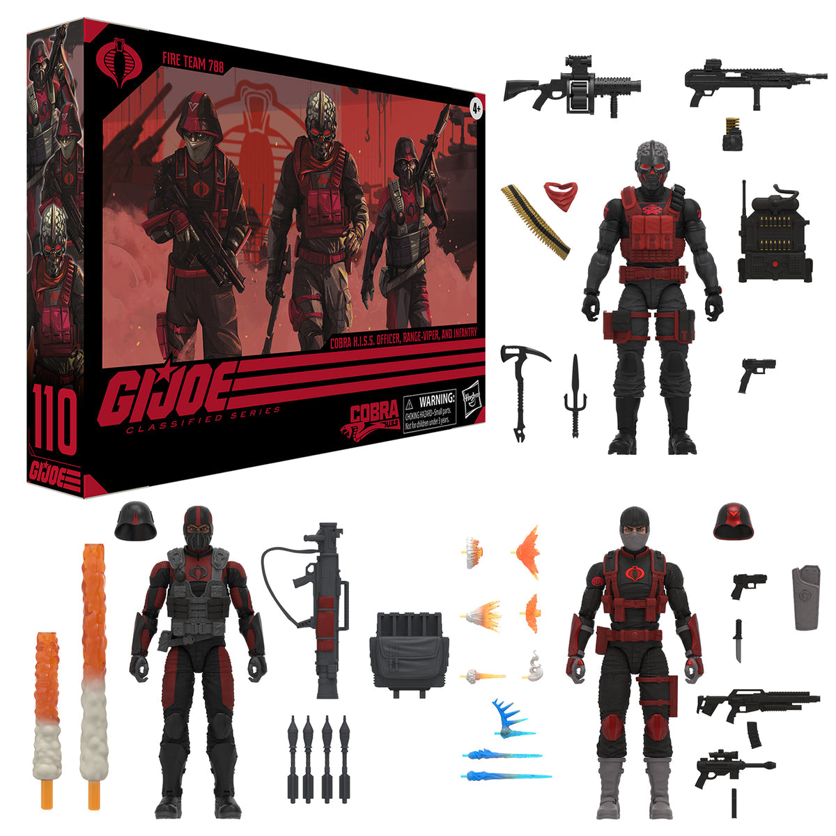 Hasbro - G.I. Joe Classified Series - Fire Team 788: Cobra H.I.S.S Officer, Range-Viper and Infantry (6&quot;) - Marvelous Toys