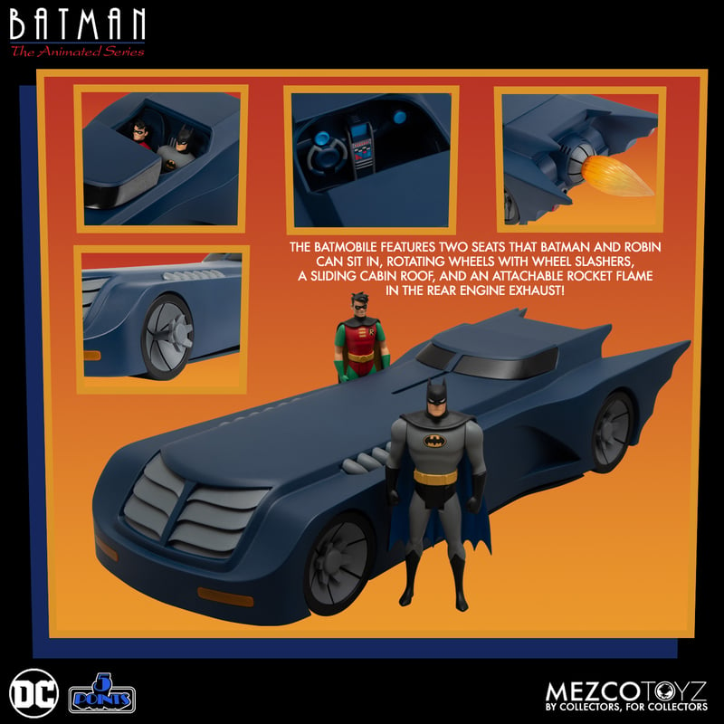 Mezco - 5 Points - Batman: The Animated Series - Batmobile (3.75&quot;) - Marvelous Toys