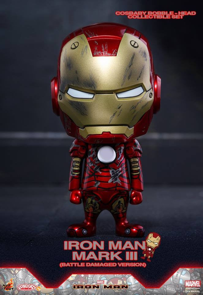 Hot Toys – COSB269 – Iron Man - Iron Man Mark III (Battle Damaged Version) & Iron Monger Cosbaby Bobble-Head Collectible Set - Marvelous Toys