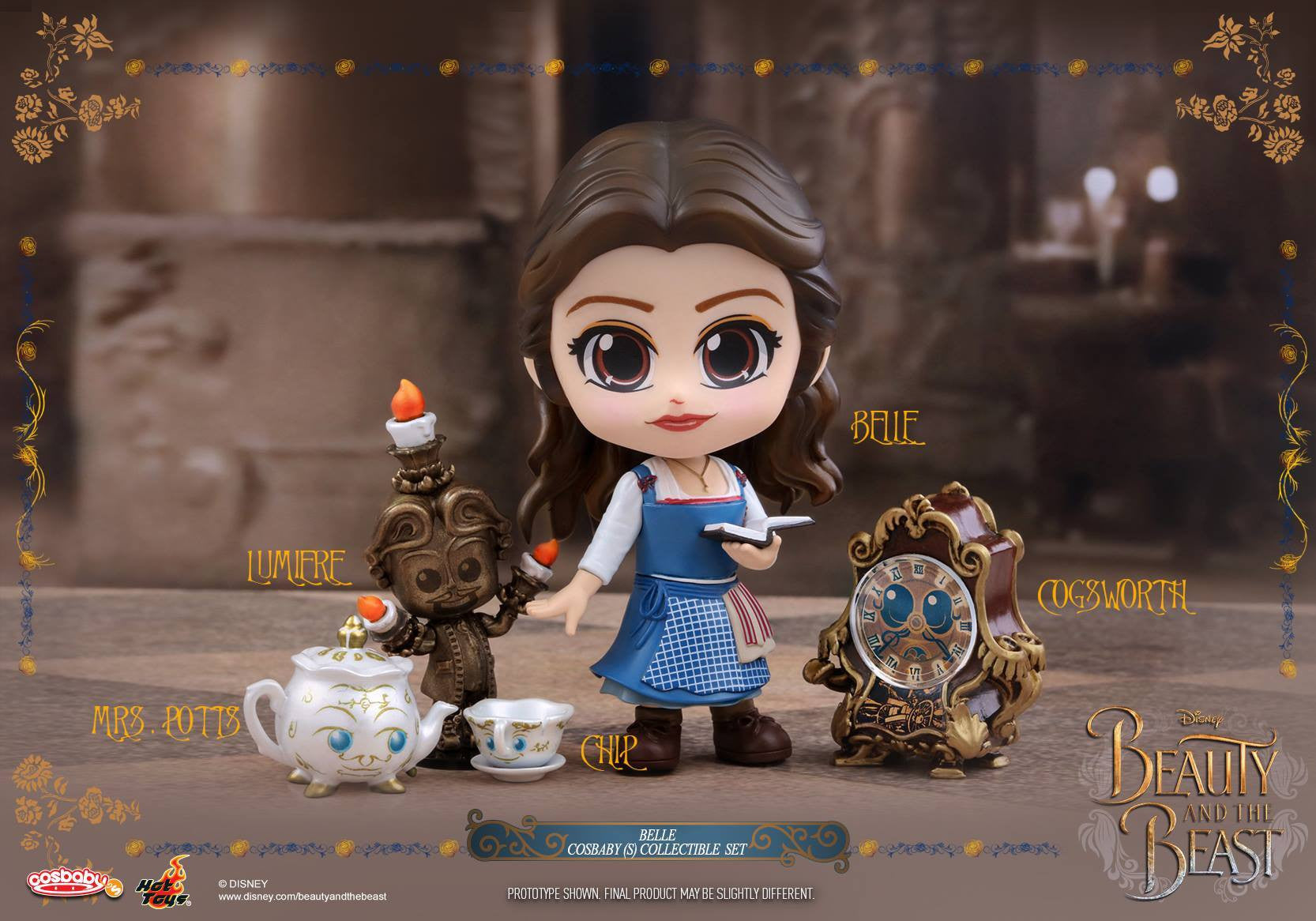 Hot Toys - COSB353 - Beauty and the Beast - Belle Cosbaby Set (includes Lumière, Cogsworth, Mrs. Potts & Chip) - Marvelous Toys
