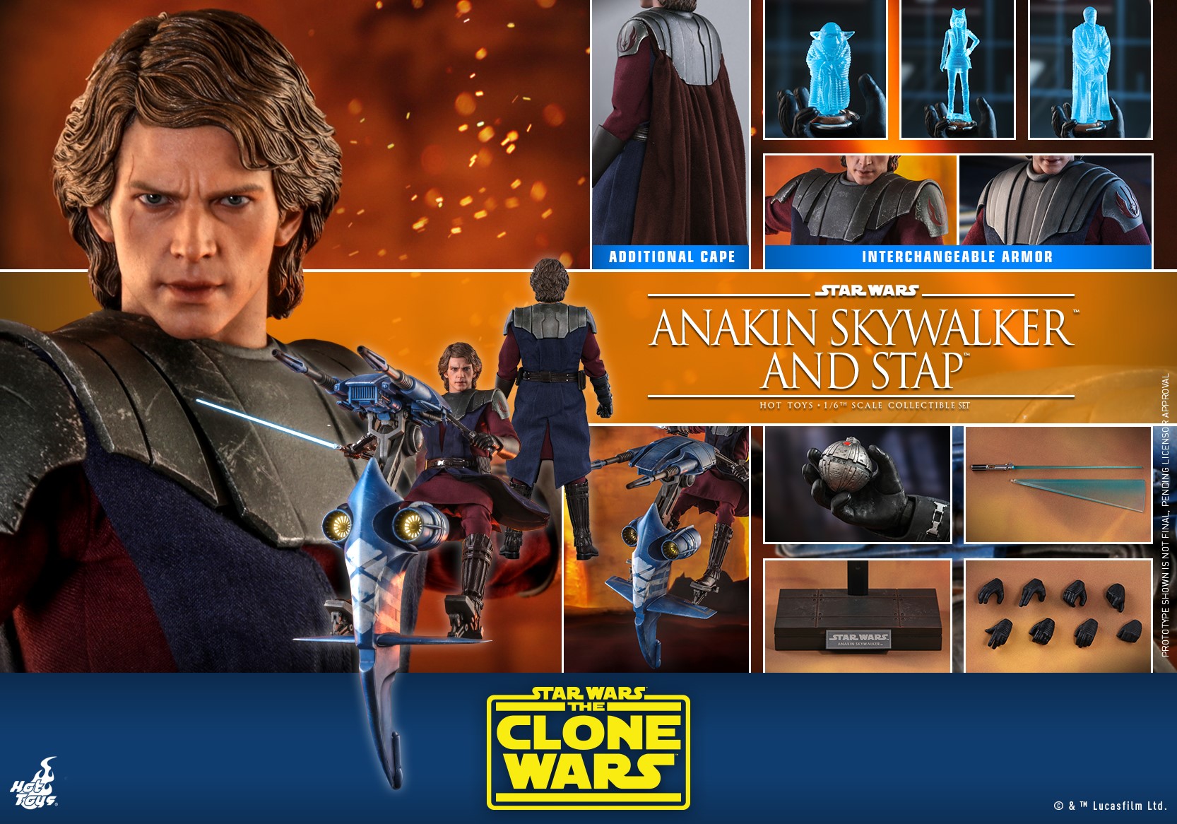 Hot Toys - TMS020 - Star Wars: The Clone Wars - Anakin Skywalker and STAP Set - Marvelous Toys