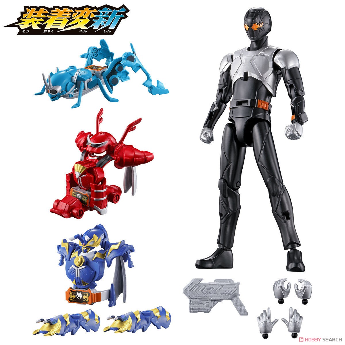 Bandai - Revolve Change Figure - Masked Rider Gotchard 1 Steam Hopper &amp; Appare Skateboard &amp; Ant Wrestler - Marvelous Toys