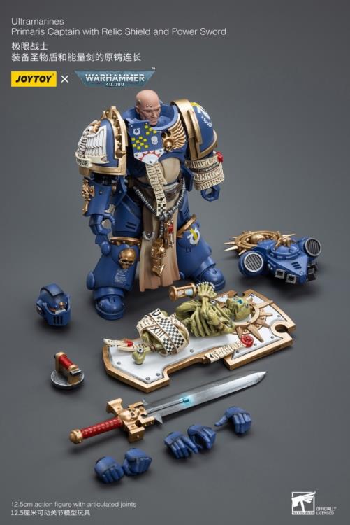 Joy Toy - JT6465 - Warhammer 40,000 - Ultramarines: Primaris Captain with Relic Shield and Power Sword (1/18 Scale) - Marvelous Toys