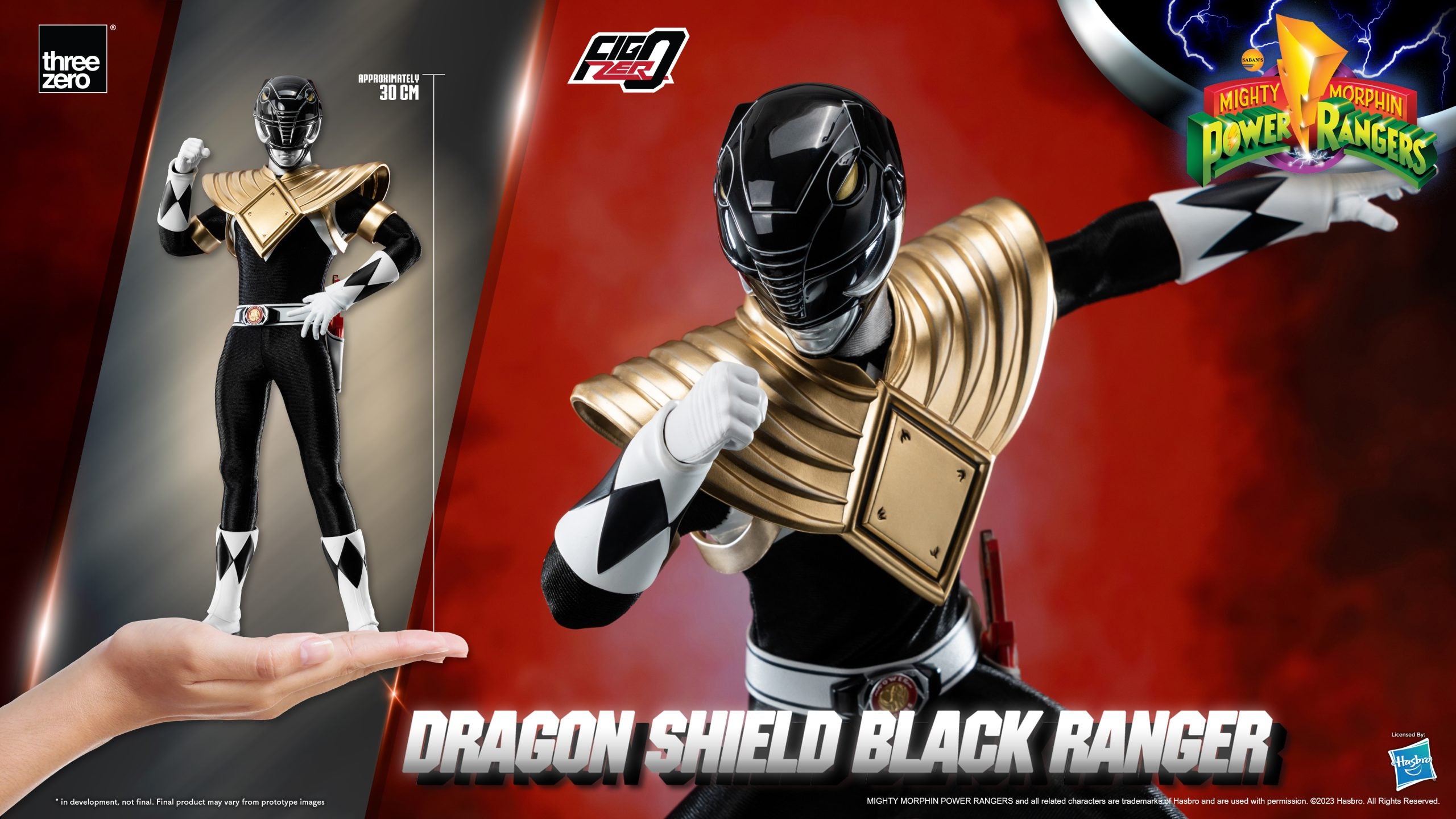 threezero - FigZero - Mighty Morphin Power Rangers - Dragon Shield Black Ranger (1/6 Scale) - Marvelous Toys