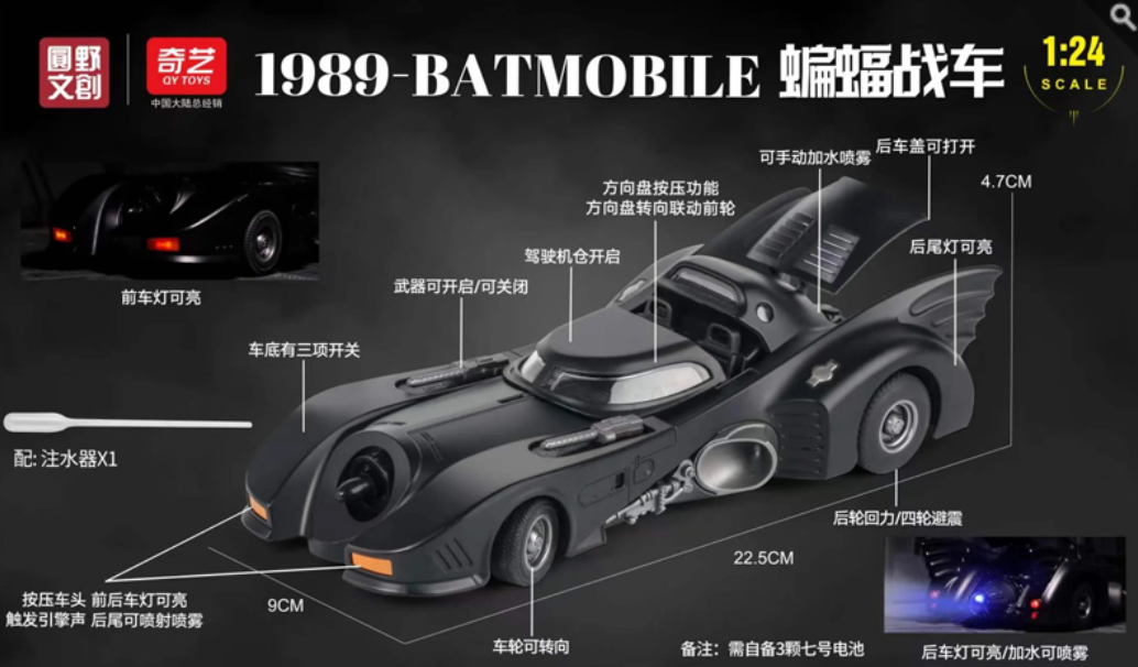 Round 2 Models - Diecast Model Series - Batman (1989) - Batmobile (1/24 Scale) - Marvelous Toys