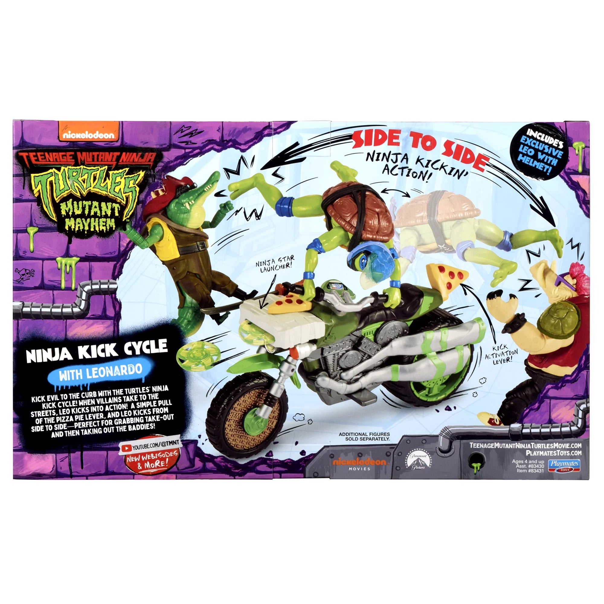 Playmates Toys - Teenage Mutant Ninja Turtles: Mutant Mayhem - Leonardo with Ninja Kick Cycle - Marvelous Toys