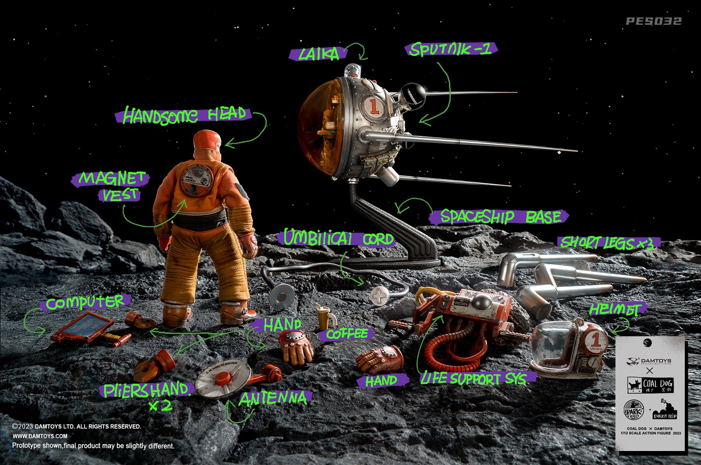 Damtoys x Coal Dog - Pocket Elite Series - PES032 - Endless Trip Series 2 - Sputnik-1 and Astronaut (1/12 Scale)