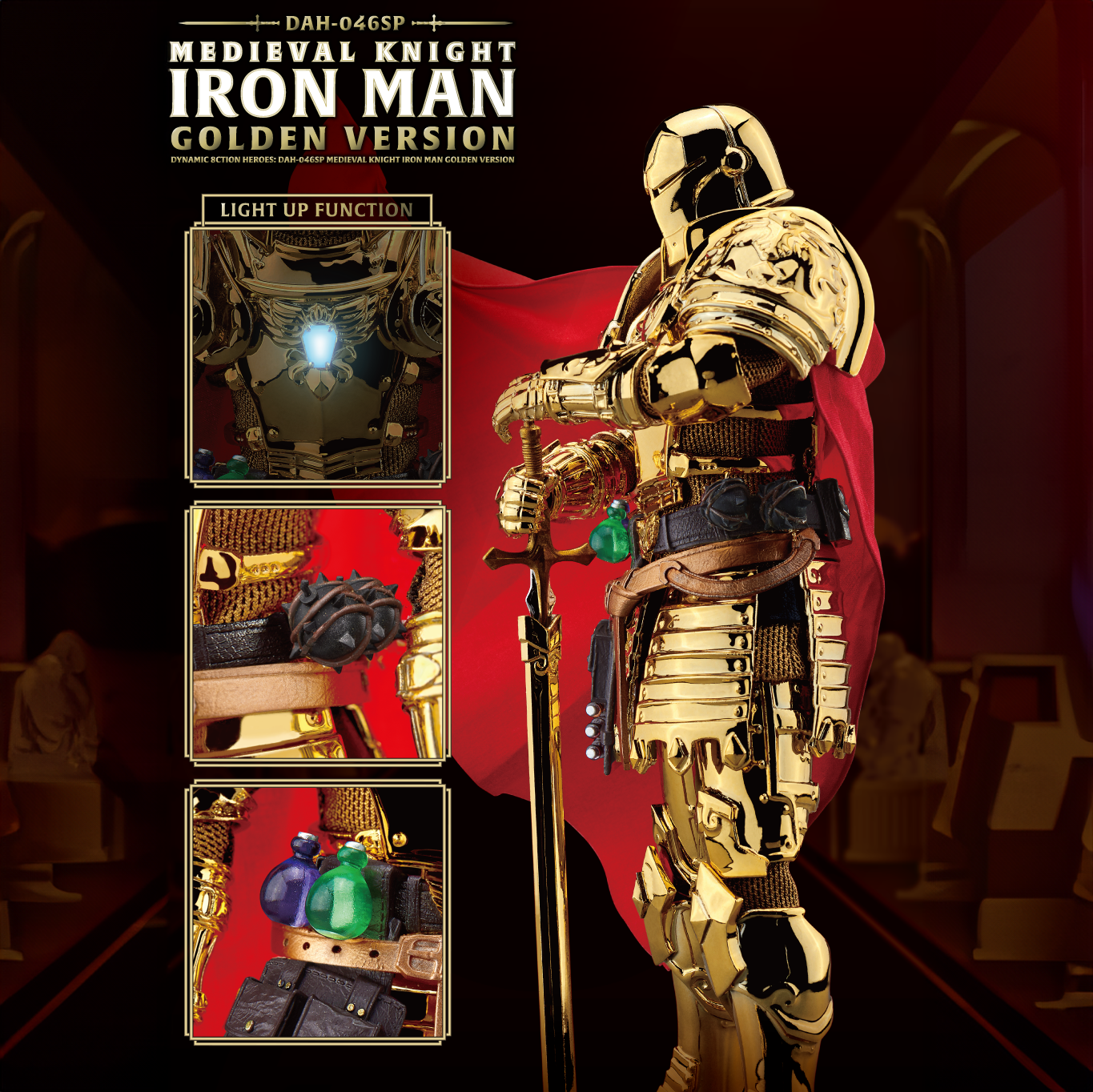 (IN STOCK) Beast Kingdom - Dynamic 8ction Heroes - Marvel - Medieval Knight Iron Man (Golden ver.) - Marvelous Toys