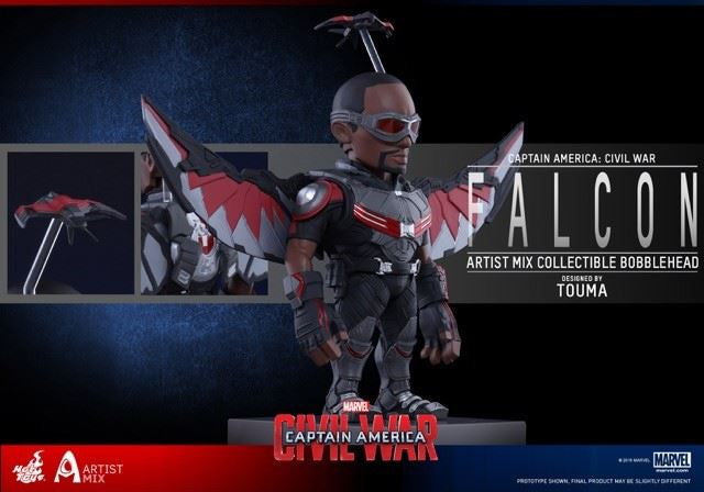 Hot Toys - AMC022 - Captain America: Civil War - Falcon Artist Mix Collectible Bobble-Head Designed by TOUMA - Marvelous Toys