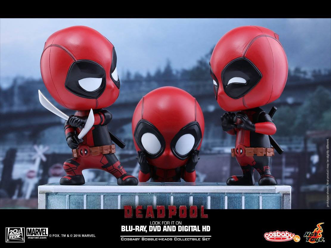 Hot Toys - COSB246 - Deadpool (Surprised, Fighting Pose, Heart Gesturing Versions) Cosbaby Bobble-Head Set - Marvelous Toys - 1