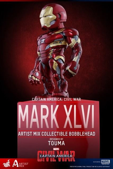 Hot Toys - AMC023 - Captain America: Civil War - Iron Man Mark XLVI Artist Mix Collectible Bobble-Head Designed by TOUMA - Marvelous Toys