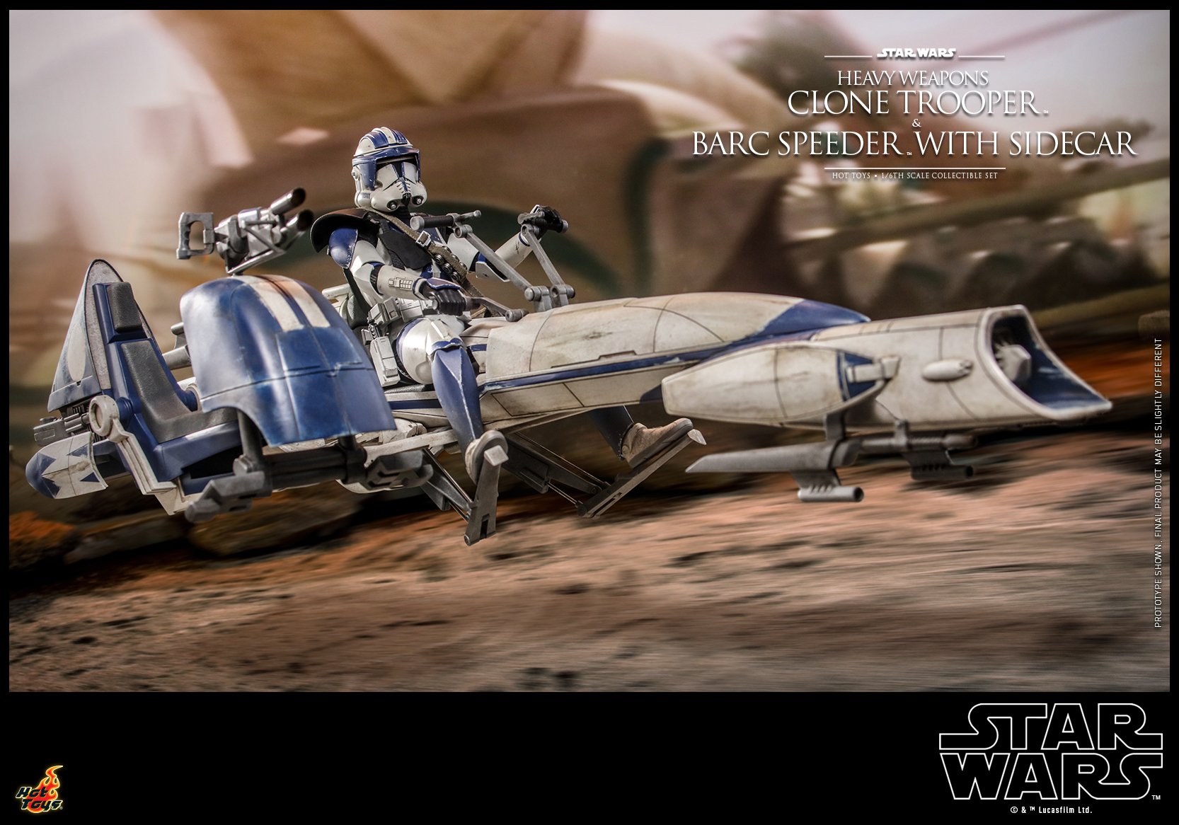 Hot Toys - TMS077 - Star Wars: The Clone Wars - Heavy Weapons Clone Trooper and BARC Speeder with Sidecar - Marvelous Toys