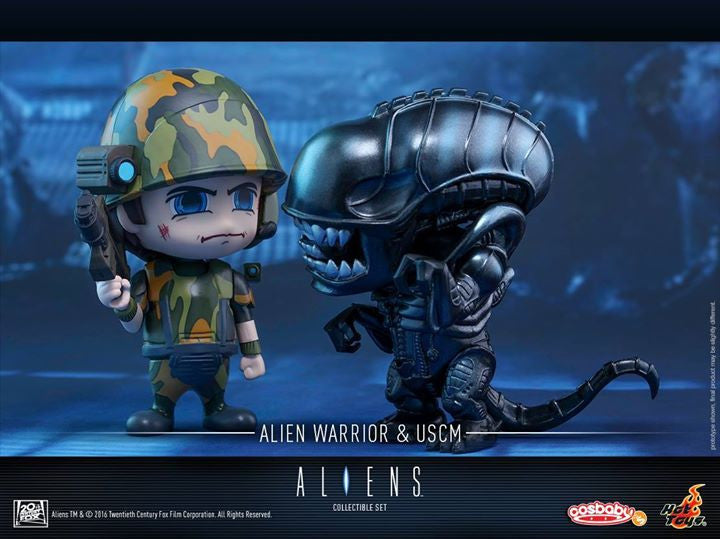 Hot Toys - COSB271 - Aliens - Alien Warrior &amp; USCM Cosbaby Set - Marvelous Toys