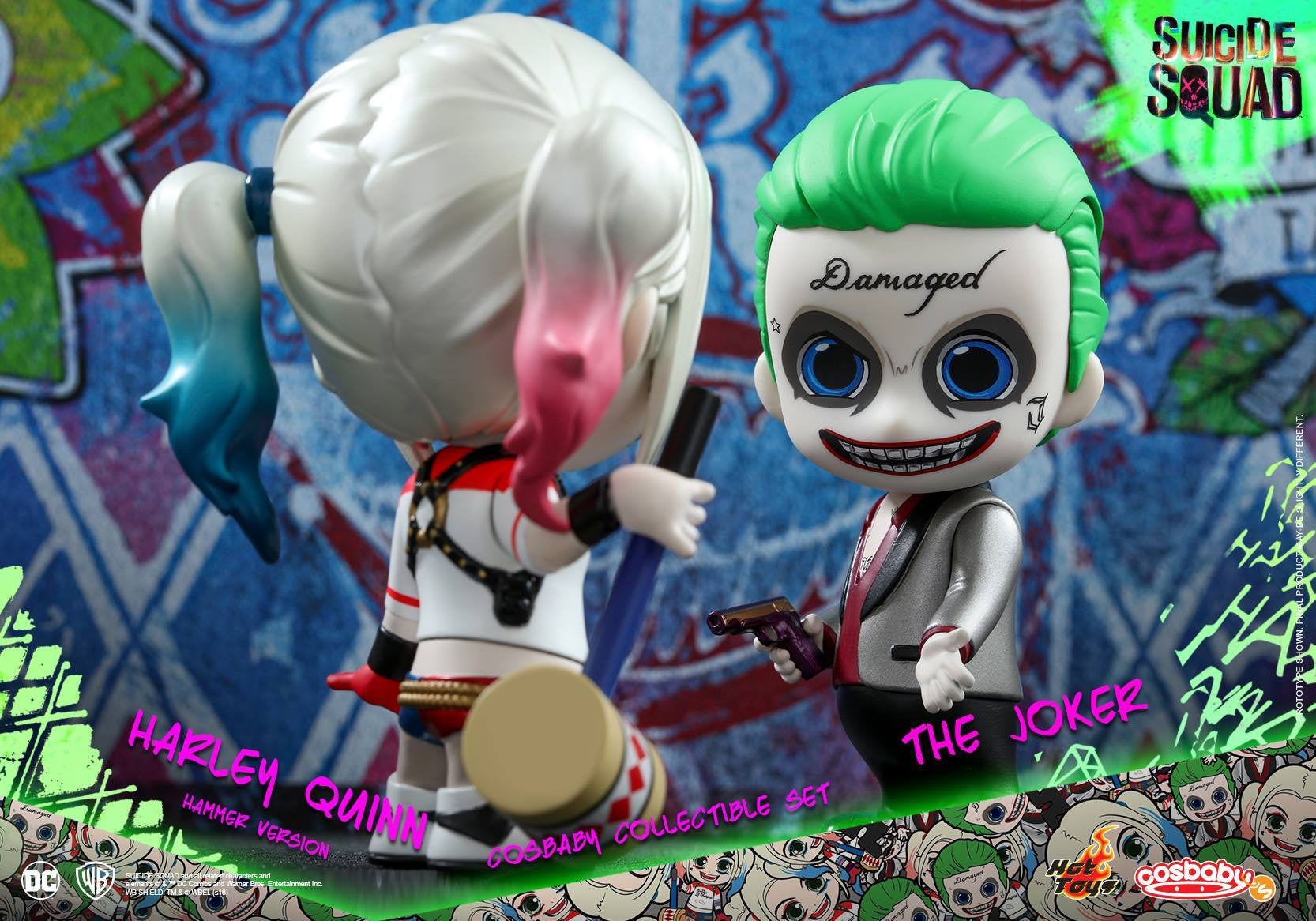 Hot Toys - COSB303 – Suicide Squad – The Joker & Harley Quinn (Hammer Version) Cosbaby Collectible Set - Marvelous Toys