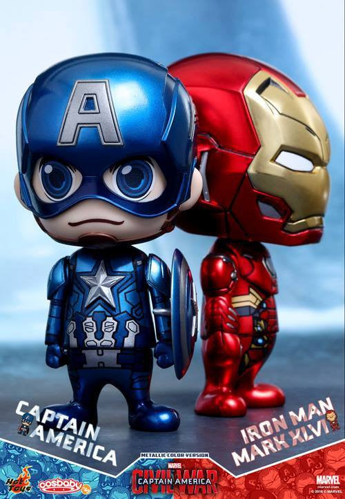 Hot Toys - COSB260 - Captain America: Civil War - Captain America & Mark XLVI (Metallic Color Version) Cosbaby Set - Marvelous Toys