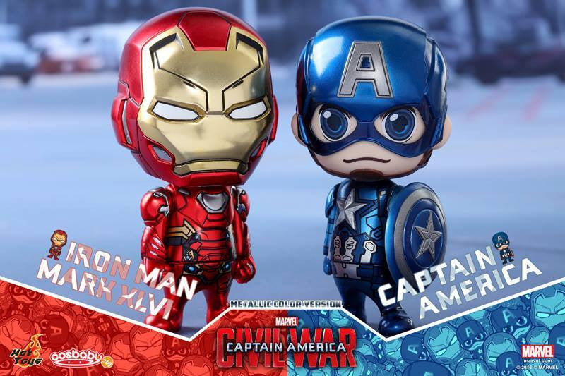 Hot Toys - COSB260 - Captain America: Civil War - Captain America &amp; Mark XLVI (Metallic Color Version) Cosbaby Set - Marvelous Toys