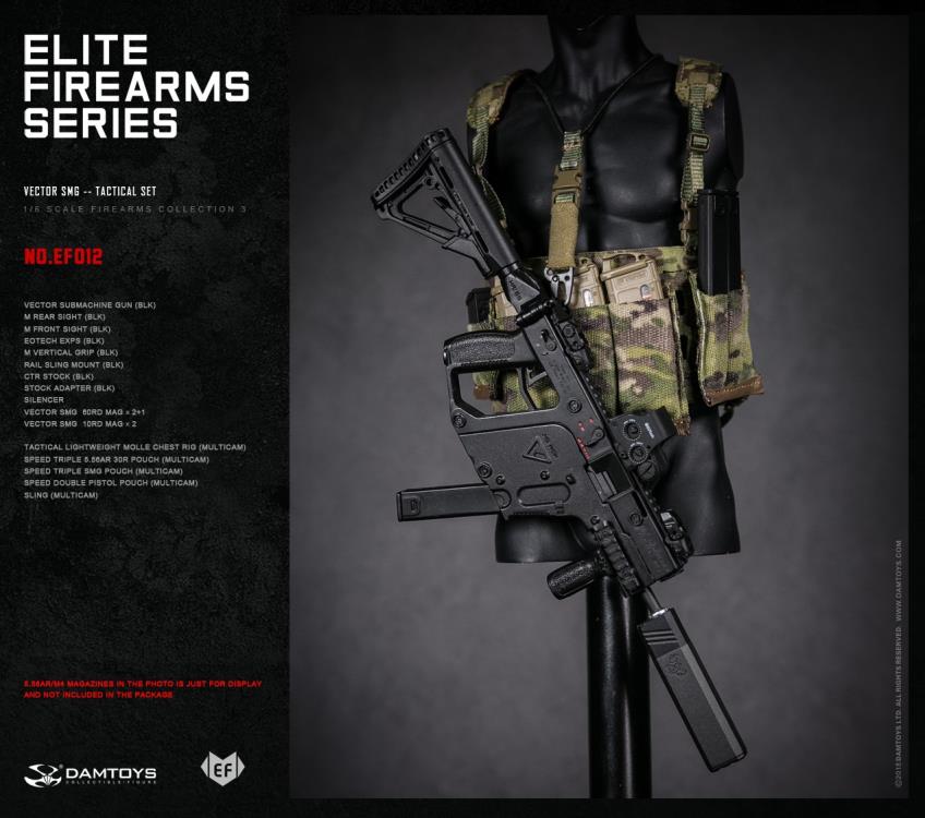 Dam Toys - Elite Firearms Series 3 - 1:6 Vector SMG Tactical Set - EF012 - Black/Camo - Marvelous Toys