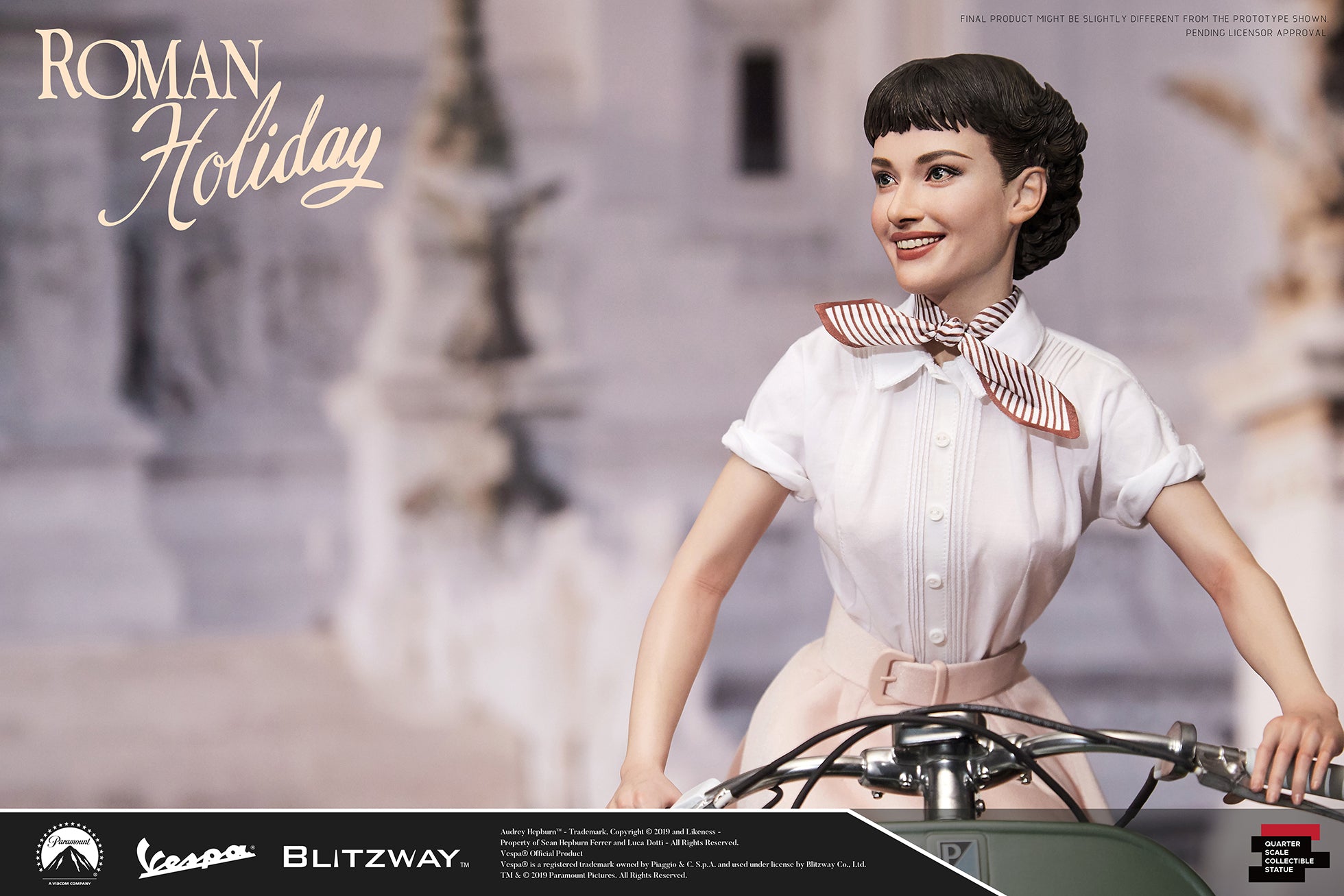 Blitzway - Superb Scale Statue (Hybrid) - Roman Holiday - Princess Ann (Audrey Hepburn) &amp; 1951 Vespa 125 (1/4 Scale) - Marvelous Toys