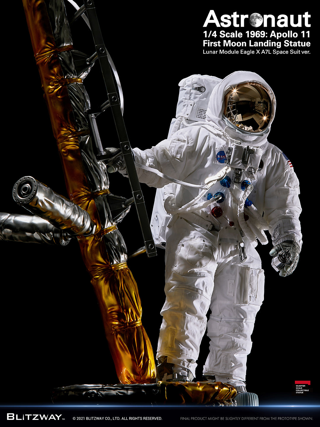 Blitzway - Superb Scale Statue (Hybrid Type) - 1969: Apollo 11 First Moon Landing - Astronaut Statue (LM-5 A7L Space Suit Ver.) (1/4 Scale) - Marvelous Toys