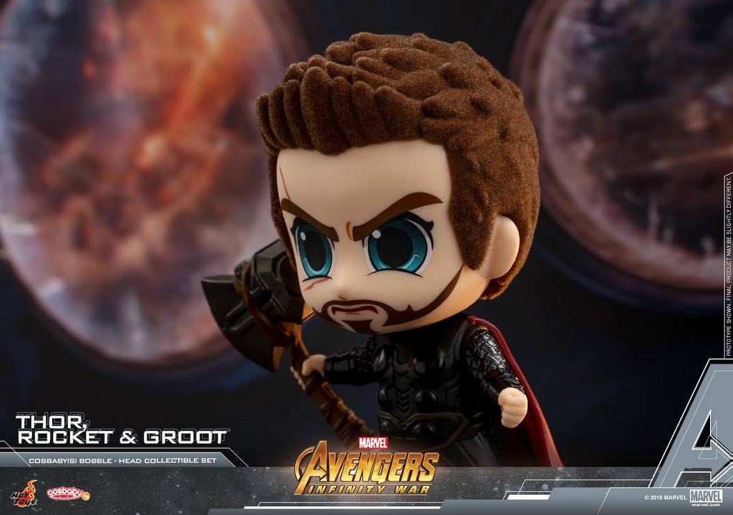 Hot Toys - COSB444 - Avengers: Infinity War - Thor, Rocket, and Groot Cosbaby Bobble-Head Collectible Set - Marvelous Toys