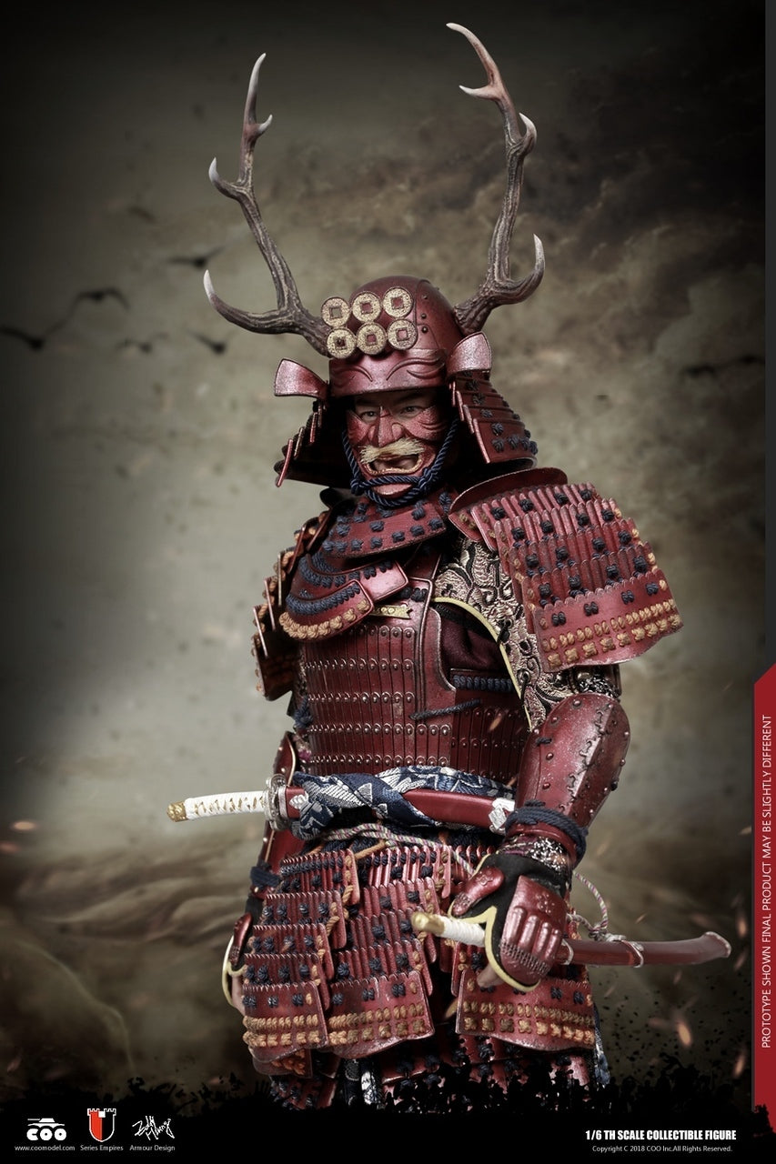 Coo Model - 1/6 Scale Empires Series SE032 - Japan&#39;s Warring States - Red Buckhorn Six-Coin Kabuto (Helmet Edition) - Marvelous Toys