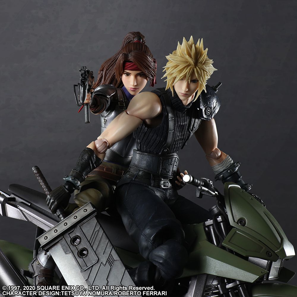 Square Enix - Play Arts Kai - Final Fantasy VII Remake - Jessie, Cloud &amp; Motorcycle Set - Marvelous Toys