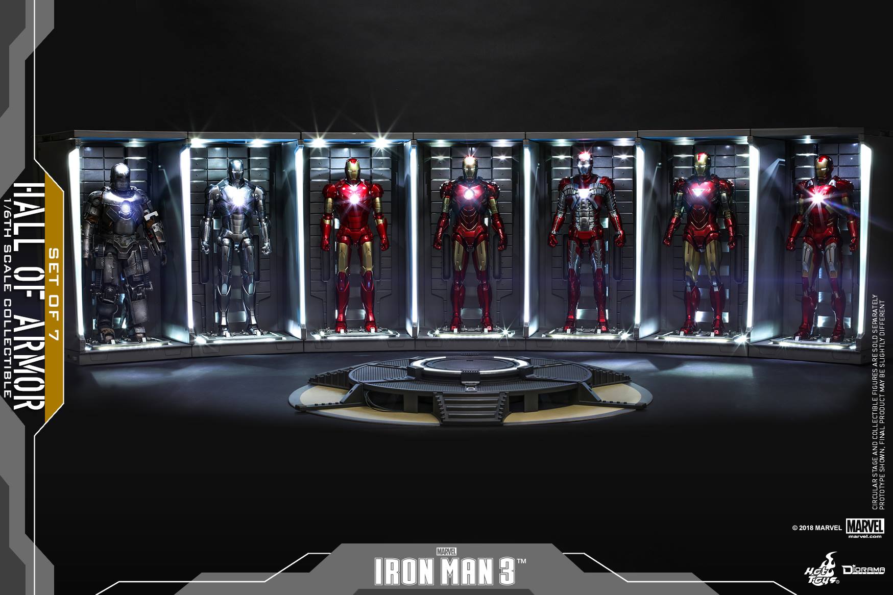 Hot Toys - DS001C - Iron Man 3 - Hall of Armor (1/6 Scale) (Set of 7) - Marvelous Toys