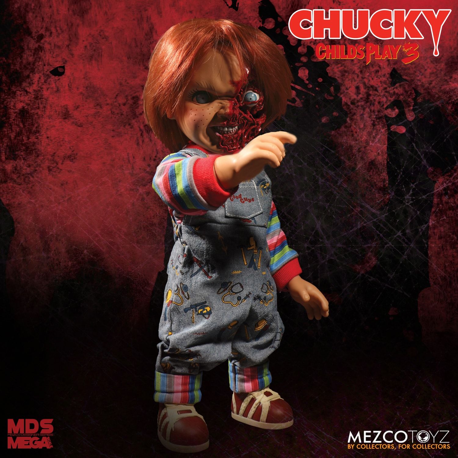 Mezco - Designer Series - Child&#39;s Play 3 - Talking Pizza Face Chucky - Marvelous Toys