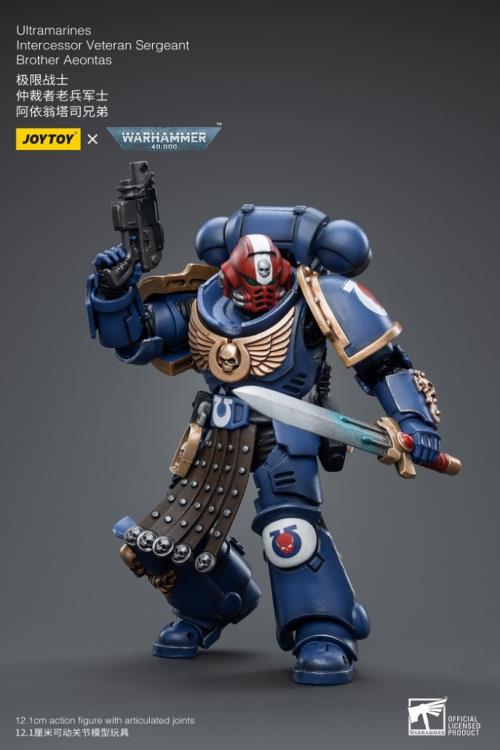 Joy Toy - JT4386 - Warhammer 40,000 - Ultramarines - Intercessor Veteran Sergeant Brother Aeontas (1/18 Scale) - Marvelous Toys