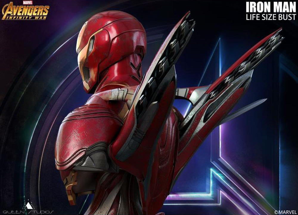 Queen Studios - Avengers: Infinity War - Iron Man Mark 50 Life-Size Bust (Battle Damaged Version) - Marvelous Toys