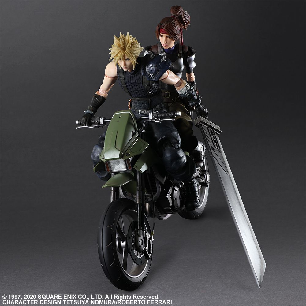 Square Enix - Play Arts Kai - Final Fantasy VII Remake - Jessie, Cloud &amp; Motorcycle Set - Marvelous Toys