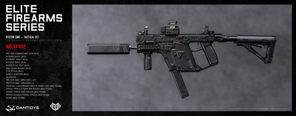 Dam Toys - Elite Firearms Series 3 - 1:6 Vector SMG Tactical Set - EF012 - Black/Camo - Marvelous Toys