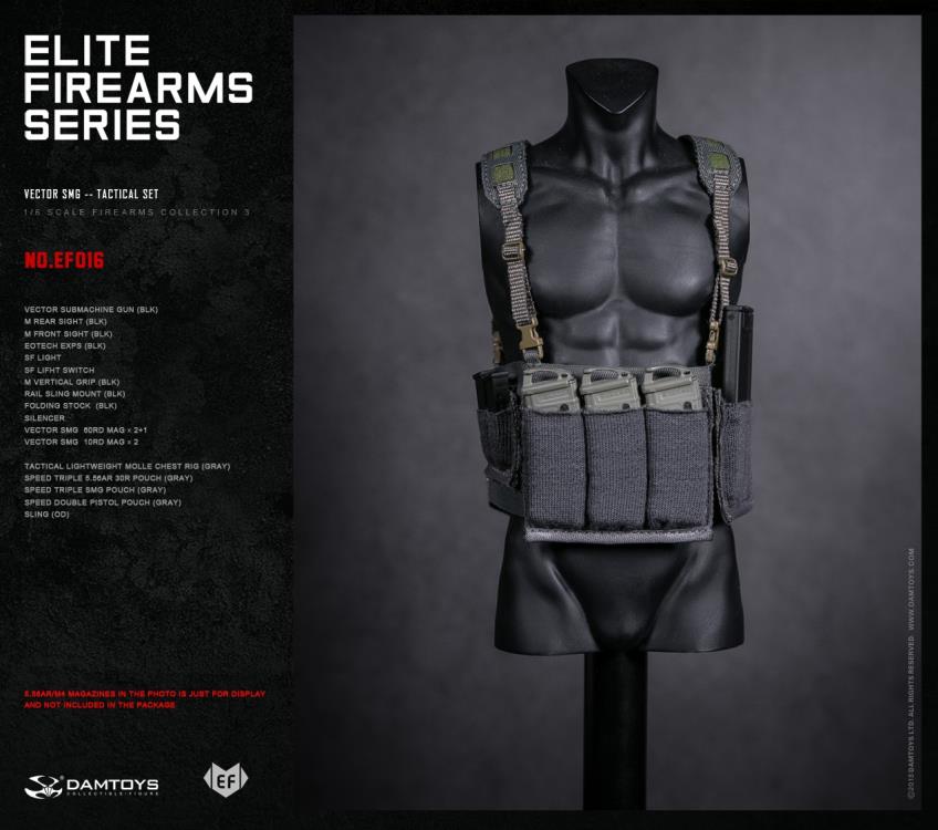Dam Toys - Elite Firearms Series 3 - 1/6 Vector SMG Tactical Set - EF016 - Black/Grey - Marvelous Toys