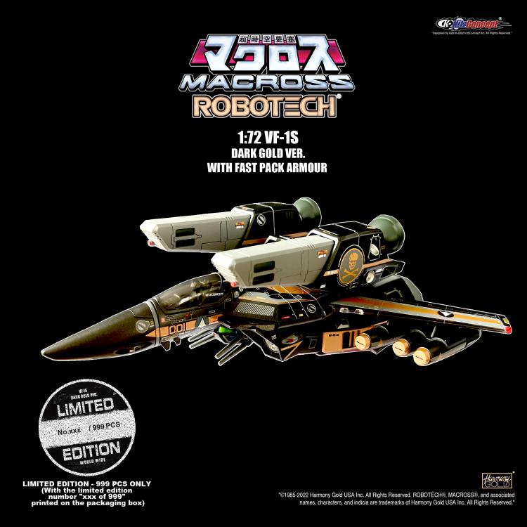 KitzConcept - Macross (Robotech) - 1/72 Scale Veritech Fighters - VF-1S Valkyrie Dark Gold Ver. with Fast Pack Armor (Limited Edition) - Marvelous Toys