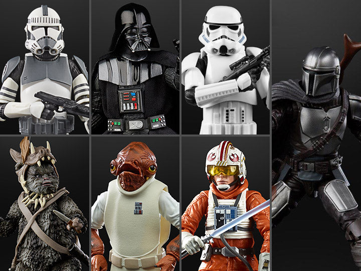 Hasbro - Star Wars: The Black Series - Set of 7 (Luke Skywalker, Stormtrooper, Kamino Clone Trooper, Admiral Ackbar, The Mandalorian, Teebo, Darth Vader) - Marvelous Toys