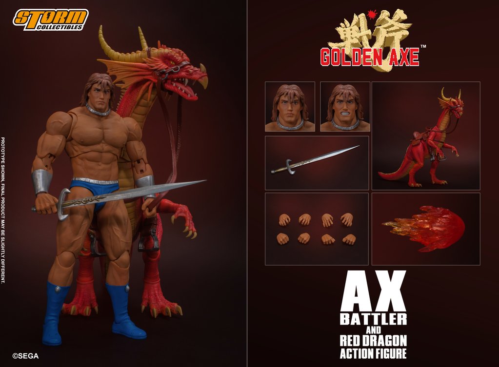 Storm Collectibles - Golden Axe - Ax Battler &amp; Red Dragon (1/12 Scale) - Marvelous Toys