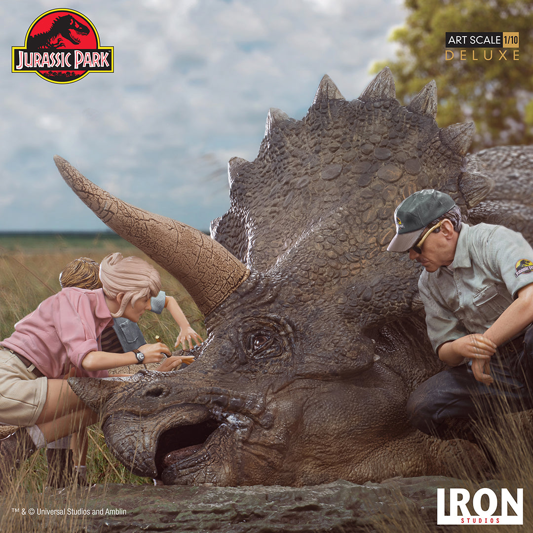 Iron Studios - Deluxe Art Scale 1:10 - Jurassic Park - Triceratops Diorama