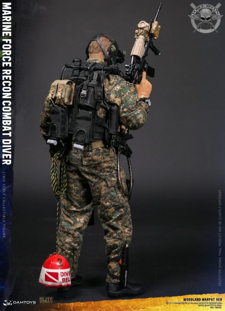 Dam Toys - 78055 - Marine Force Recon - Combat Diver (Woodland MARPAT Version) - Marvelous Toys