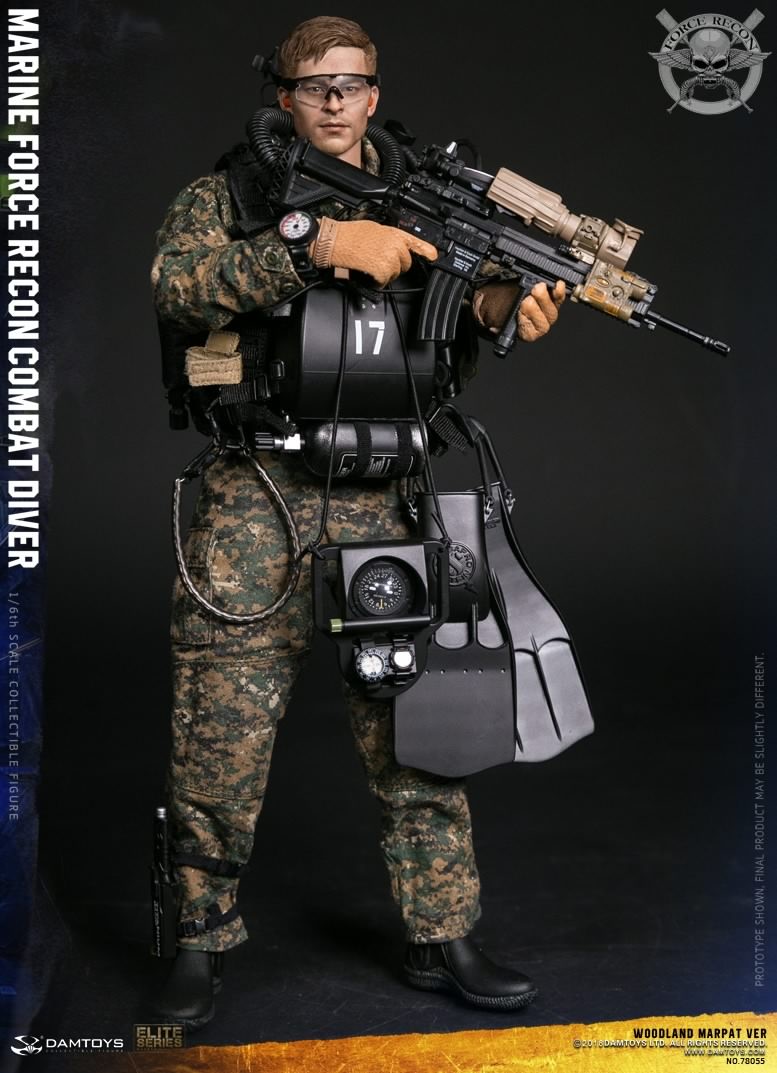 Dam Toys - 78055 - Marine Force Recon - Combat Diver (Woodland MARPAT Version) - Marvelous Toys