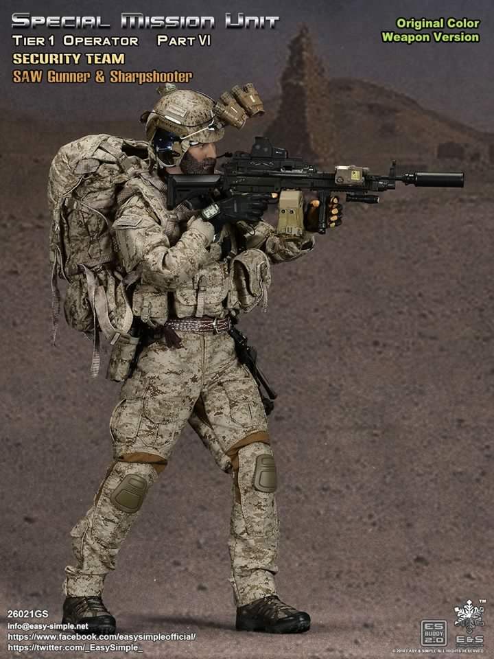 Easy &amp; Simple - Special Mission Unit - Tier-1 Operator Part VI Security Team - SAW Gunner &amp; Sharpshooter (Original Color) - Marvelous Toys