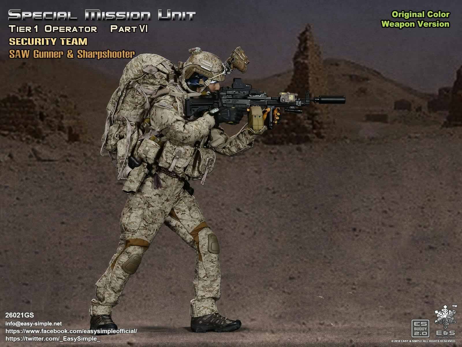 Easy &amp; Simple - Special Mission Unit - Tier-1 Operator Part VI Security Team - SAW Gunner &amp; Sharpshooter (Original Color) - Marvelous Toys