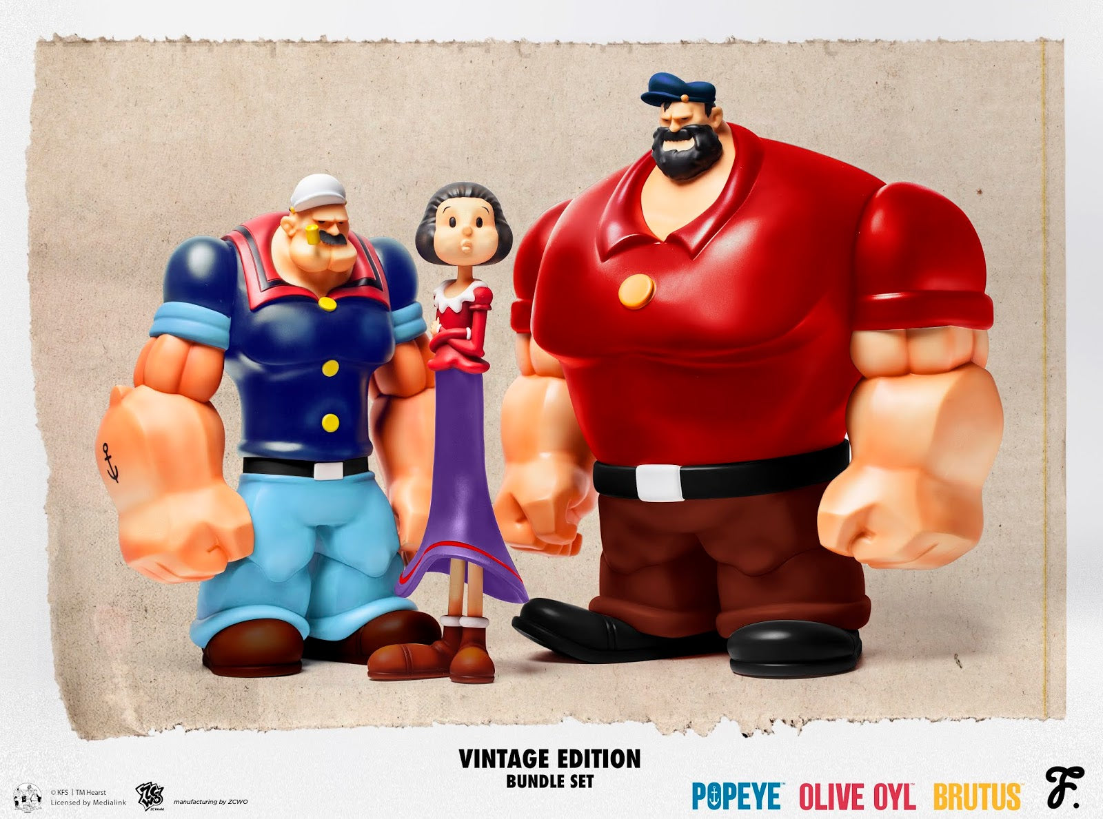 Fools Pardise x Popeye - Brutus, Popeye & Olive Bundle Set (Vintage Edition) - Marvelous Toys