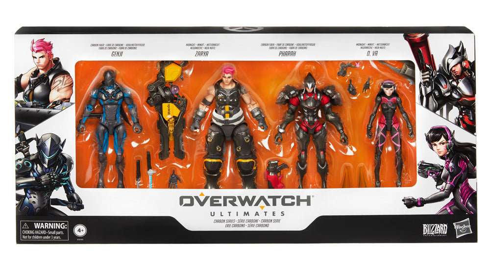 Hasbro - Overwatch Ultimates - Carbon Skins - Genji, Zarya, Pharah, D.Va (Set of 4) - Marvelous Toys