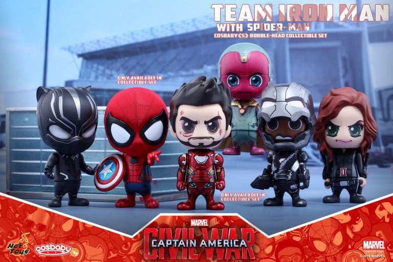 Hot Toys - COSB272 - Captain America Civil War – Team Iron Man With Spider-Man Cosbaby (S) Bobble-Head Collectible Set - Marvelous Toys
