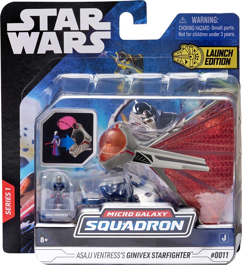Jazwares - Star Wars: Micro Galaxy Squadron - Light Armor Class - Asajj Ventress's Ginivex Starfighter - Marvelous Toys