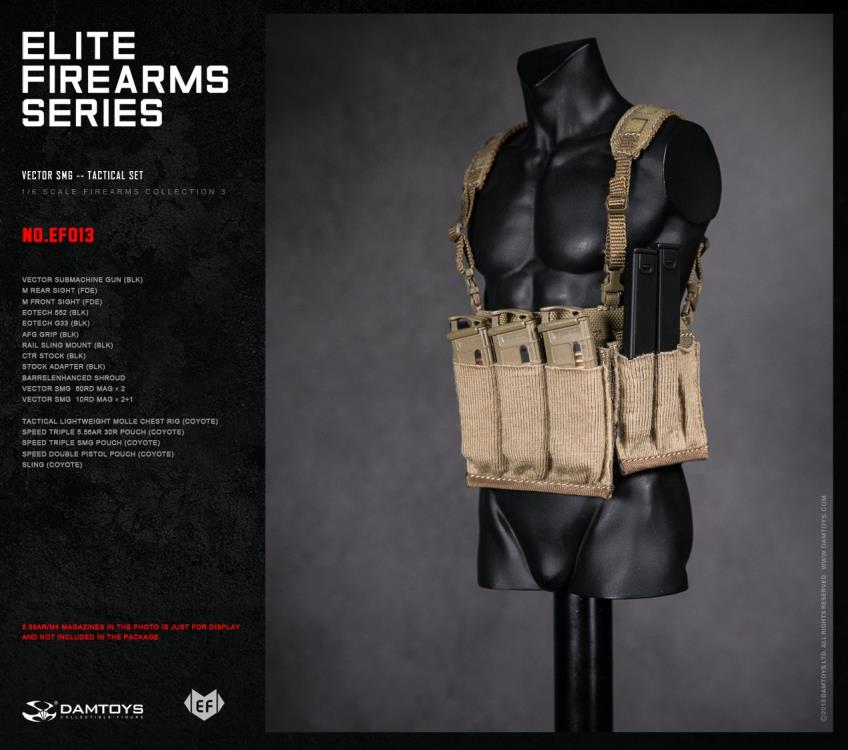 Dam Toys - Elite Firearms Series 3 - 1/6 Vector SMG Tactical Set - EF013 - Black/Coyote - Marvelous Toys