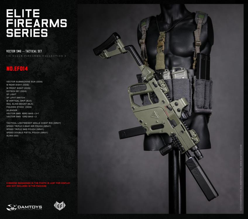 Dam Toys - Elite Firearms Series 3 - 1/6 Vector SMG Tactical Set - EF014 - Olive Green/Grey - Marvelous Toys