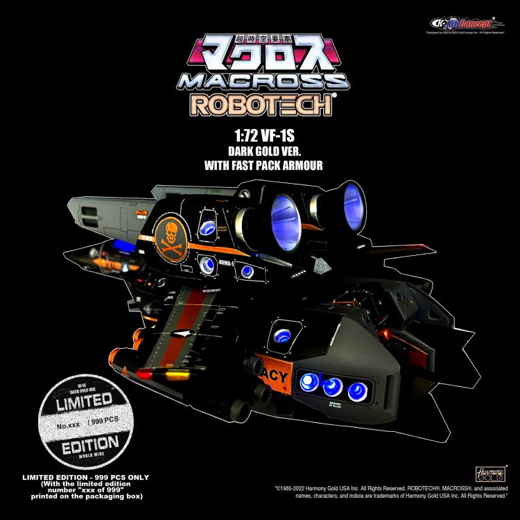 KitzConcept - Macross (Robotech) - 1/72 Scale Veritech Fighters - VF-1S Valkyrie Dark Gold Ver. with Fast Pack Armor (Limited Edition) - Marvelous Toys