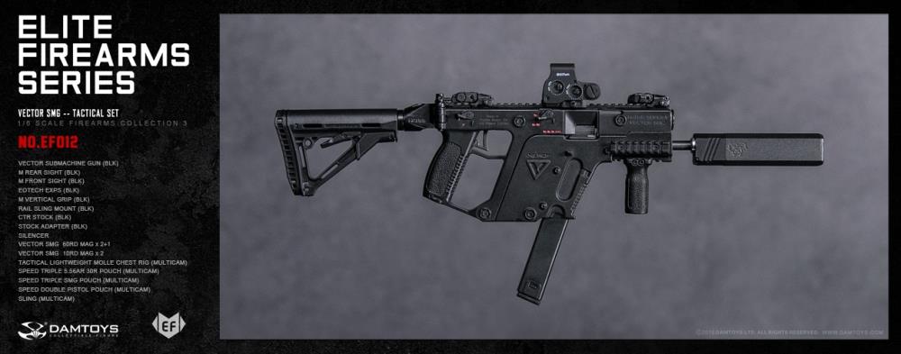 Dam Toys - Elite Firearms Series 3 - 1:6 Vector SMG Tactical Set - EF012 - Black/Camo